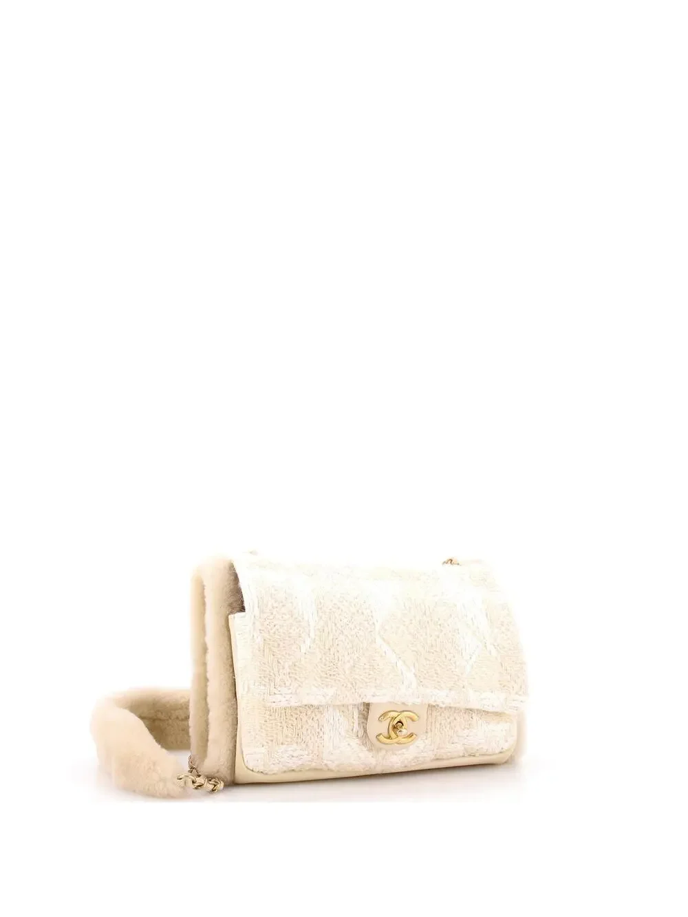 Chanel Cc Muff Flap Bag Quilted Tweed #270702C38B